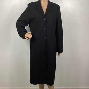 I.E. Black Longline Jersey Knit Button Front Jacket